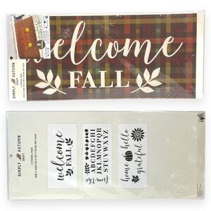 Simply Autumn Craft Stencil Designs Fall  10”x22” 3 Designs per Package Lot of 2
